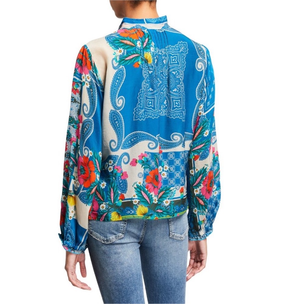 Johnny Was Blue And Red Patchwork Blouse - image 2